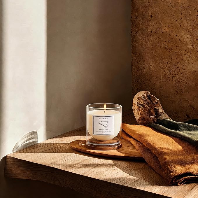 Ambroxide Candle by Maison Sicilian | Inspired by Ambroxyde 17 – Modern Amber-Musk Scent | 65 Hour Burn, Hand-Poured Soy Wax | Modern Cozy Ambiance & Elegant Gift for Men & Women MaisonSicilian