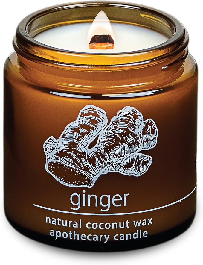Hemlock Park Crackling Wood Wick Candle Handcrafted with Natural Coconut Wax (Small 4 oz, Ginger) - Bloomnest