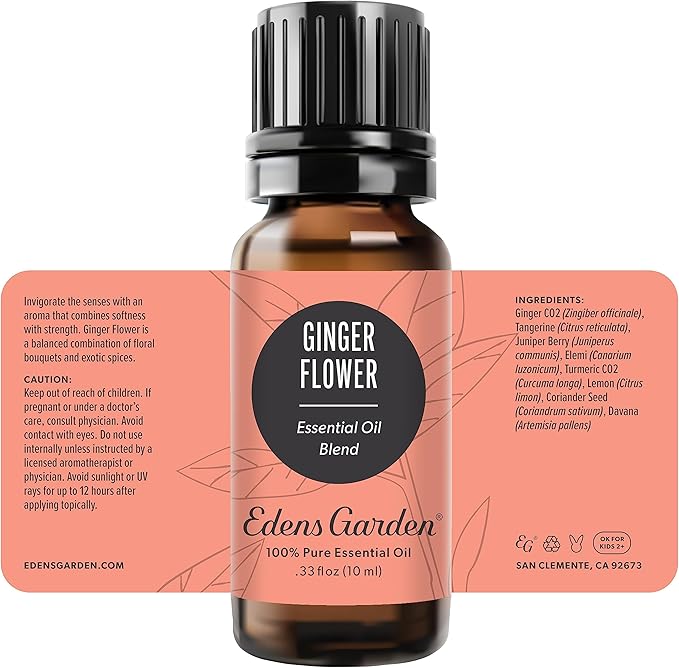 Edens Garden Ginger Flower Essential Oil Blend- 100% Pure Premium Grade, Undiluted, Natural, Therapeutic, Aromatherapy, The Best for Diffusing, Skin, Candle, Laundry 10 ml (.33 fl oz) - Bloomnest
