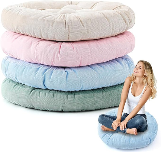 Jerify Floor Pillow Cushions 22 x 22 Inch Round Square Large Meditation Floor Pillow for Classroom Adult Meditation Picnic Party Cushion for Seating Gift Christmas(Round,Light Colors,4 Pcs) - Bloomnest