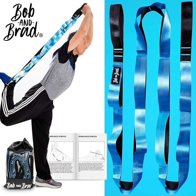 BOB AND BRAD 12 Loop Yoga Stretch Strap - Non-elastic for Stretching, Physical Therapy, Pilates, Dance, Gymnastics, and Athletic Trainers With Carry Bag - Bloomnest