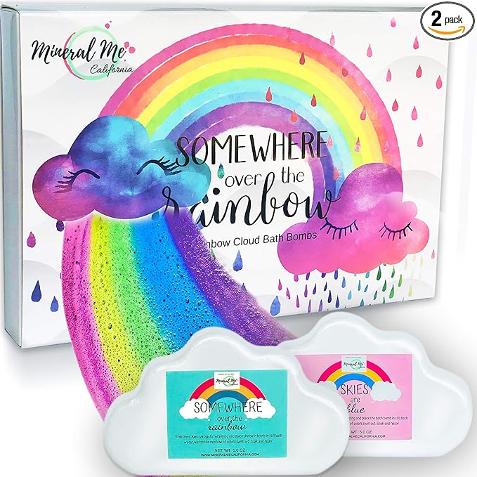 Bath Bombs for Kids - Natural Magic Rainbow BathBombs with Organic Ingredients, Moisturizing, Vibrant Colors & Rich Bubbles, Cloud Bath Bombs, Stocking Stuffers, Christmas Gifts for Kids, Girls, Boys - Bloomnest