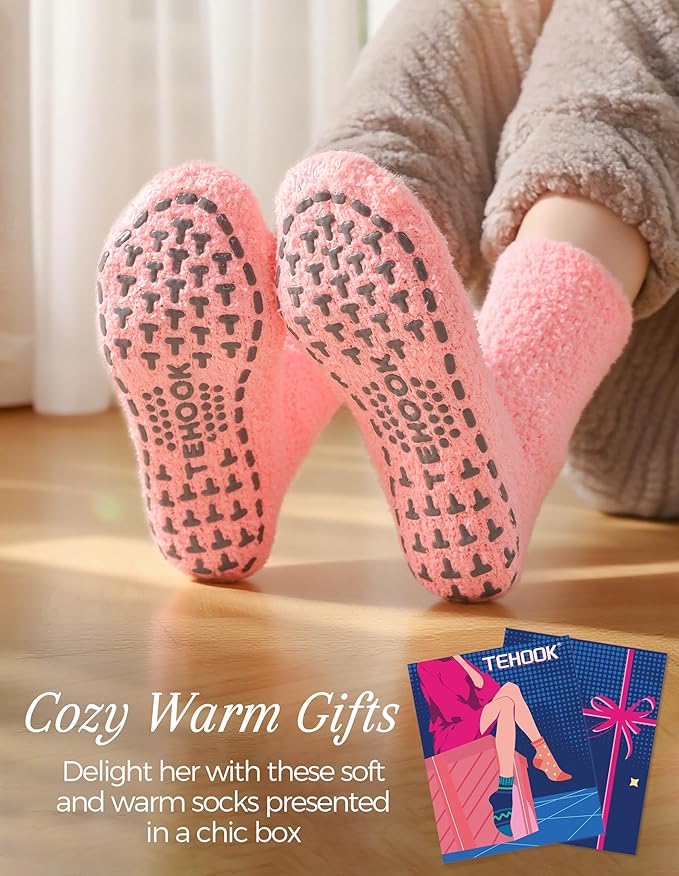 TEHOOK Warm & Cozy Valentines Gifts for Women, Fluffy Fuzzy Plush Sleeping Slipper Socks - Soft Warm Fabric - Bloomnest
