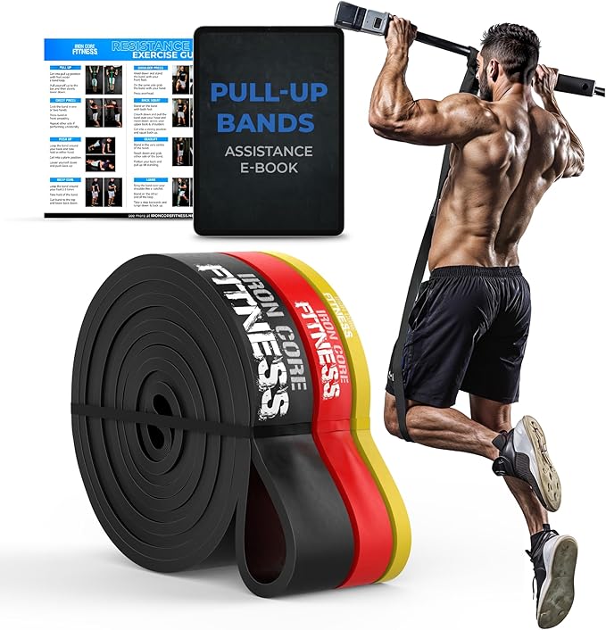 Pull Up Assistance Resistance Bands - Long Loop Power Bands for Men and Women - Strength Power Flexibility Training at Home & Gym - Ebooks & Workout Chart Included by Iron Core Fitness - Bloomnest