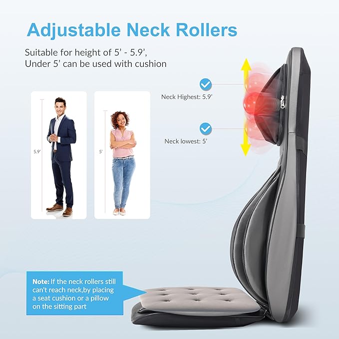 COMFIER Shiatsu Neck Back Massager with Heat and Compression,Adjustable Neck Rollers,App Control 2D or 3D Deep Tissue Kneading Massage Chair Pad, Chair Massager,Ideal Gifts for Dad, Mom - Bloomnest