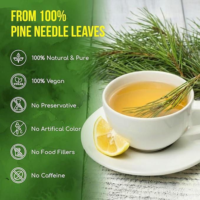 FreshDrinkUS, Premium 8oz Pine Needle Leaves Herbal Tea – Dried Loose Leaf Pine Needles – Naturally Fresh & Aromatic Caffeine-Free Herbal Tea. Sugar-Free. Vegan - Bloomnest
