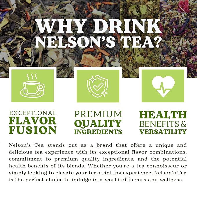 Nelson's Tea Tropical Samplers- 5 Flavors Variety Pack - Blueberry Acai Mojito, Cherry Coconut Pineapple, Coconut Mango Passionfruit, Peach Raspberry Punch, Pineapple Melon Punch - Sample Sizes - Bloomnest