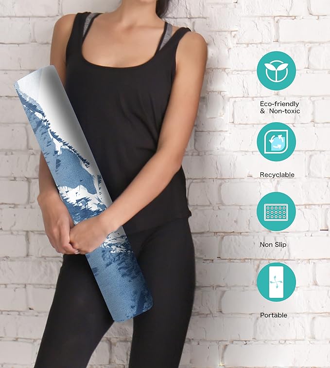 Non Slip Yoga Mat TPE Workout Mat for Men Women, Thick Workout Mat with Carrying Strap, Fitness Mats for Exercise, Yoga, Fitness, Pilates, Floor Workouts (72" x 24" x 6mm) - Bloomnest