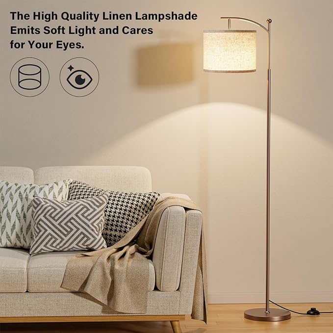 60" Floor Lamps with Remote Control & Bulb, Colors Temperature & Brightness Adjustable, Beige Shade & Brown Pole - Bloomnest