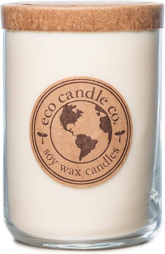 ECO CANDLE CO. Recycled Candle, Bourbon Vanilla, 26 oz. - Scents of Bourbon, Vanilla, Tonka Bean, Cedarwood, & Cardamom - 100% Soy Wax, No Lead, Kraft Paper Label & Lid, Hand Poured, Midwest Soybeans - Bloomnest