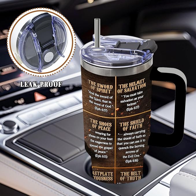 DUUV Christian Tumbler 40 Oz, Inspirational Christian Design, Stainless Steel Insulated Mug with Bible, Christmas Thanksgiving Gift for Religious Individuals, Spiritual Seekers, and Fantasy Fans - Bloomnest