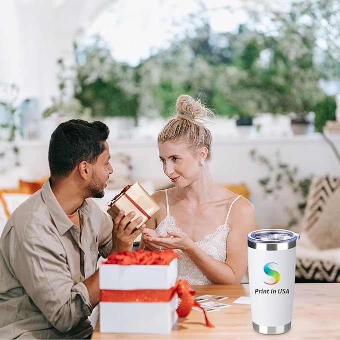 Personalized Custom Print in USA Tumbler 72Pcs 20oz Stainless Steel Double Wall Coffee Cup with Lid & Straw Insulated Tumbler with Colorful Text Logo Photo