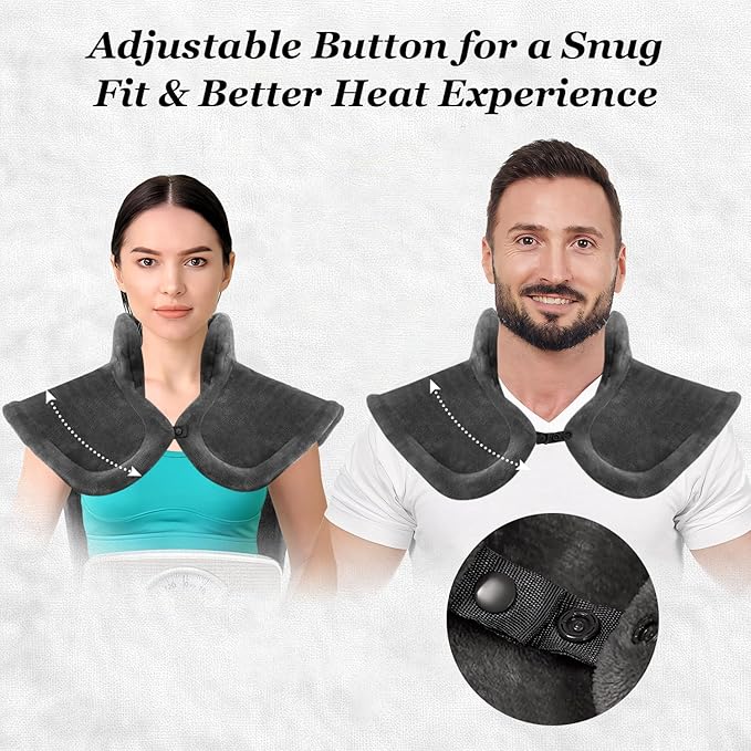 Heating Pad for Neck Shoulder and Back, Valentines Day Gifts for Her Him, Birthday Gift for Women Men Mom, Deeper Pain Relief,Large Weighted Heat Pad, ETL Certified, Gray - Bloomnest
