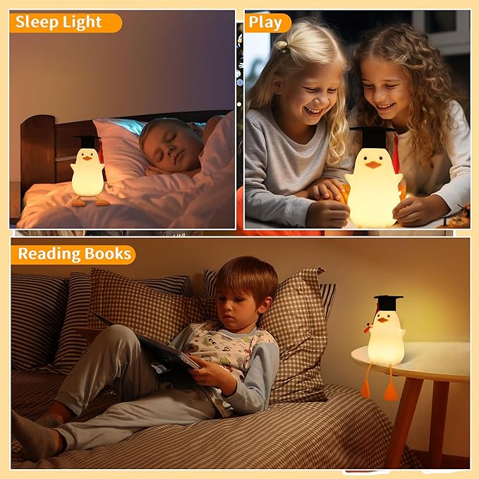 Attivolife Preschool Graduation Gift - Duck Night Light with Dimmable, LED Silicone Lamp, 2024 Cute Kindergarten Pre-K Graduation Gift for Kid Boy Girl - Bloomnest