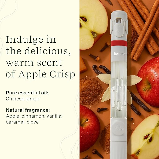 Lifelines Pen Diffuser Set, Apple Crisp - 1mm Black Ballpoint Pen with Scented Essential Oil Blend & 2 Ink Refills – Aromatherapy Diffuser & Sensory Immersion Diffuse Aroma As You Write - Bloomnest