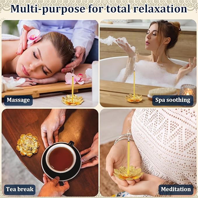 Amyhill 138 Pack Diwali Gifts Bulk, Lotus Incense Burner, Indian Return Gifts for Pooja Bulk, Stick Holder, Gold Double Layer Design with Organza Bags & Thank You Cards, Indian Return Gift (Golden) - Bloomnest