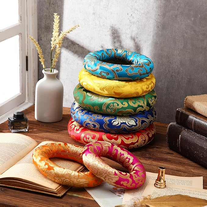 Barydat 7 Pieces Silk Singing Bowl Cushion Set O Ring Cushion Pillow Pad for 6-12 Inch Tibetan Crystal Sound Bowl,7 Sizes - Bloomnest