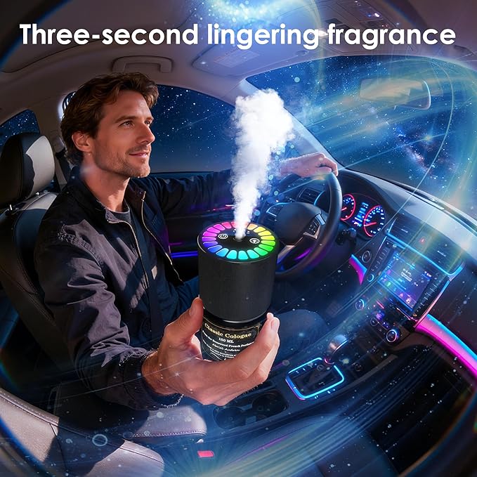 Car Air Freshener, Smart Car Air Freshener, Music-Synced RGB Ambient Lights with Auto On/Off, 150ml, Suitable for Cars, Homes, Offices, Bedrooms (Angels) - Bloomnest