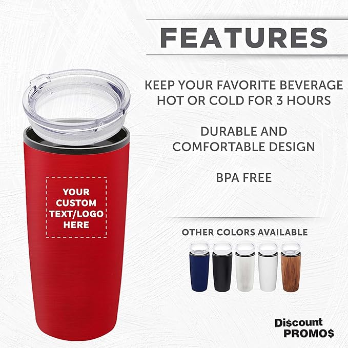 Custom Plastic Tumblers 20 oz Set of 6/12/24 Personalized Bulk Pack with Lids, Ice Coffee Tumbler, To Go Cup Insulated - Red - Bloomnest