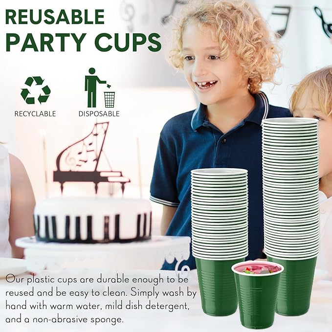 Zopeal 200 Pcs Plastic Cup Bulk 18 oz Disposable Tumblers Wedding Hard Plastic Party Wine Cups Fancy Beverage Drinking Soda Cocktail Glasses for Wedding Birthday Christmas(Green) - Bloomnest