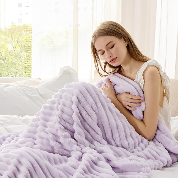 Bedsure GentleSoft Lavender Fog Fleece Blanket for Couch - Cozy Soft Blankets for Women, Cute Small Throws for Girls, 50x60 Inches - Bloomnest
