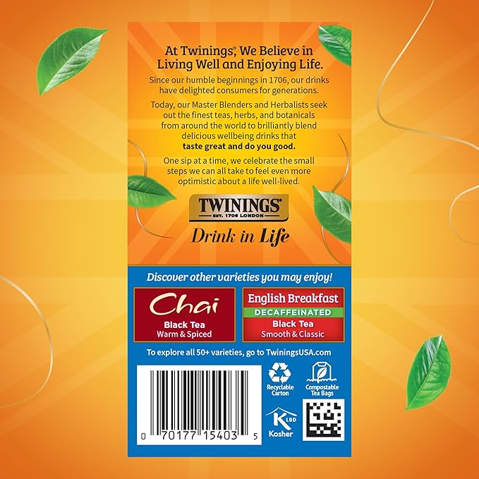 Twinings Variety Pack Black Tea Bags, 20 Count (Pack of 1), Includes English Breakfast, Earl Grey, Irish Breakfast, and Lady Grey, Caffeinated, Enjoy Hot or Iced, 20 Teabags - Bloomnest