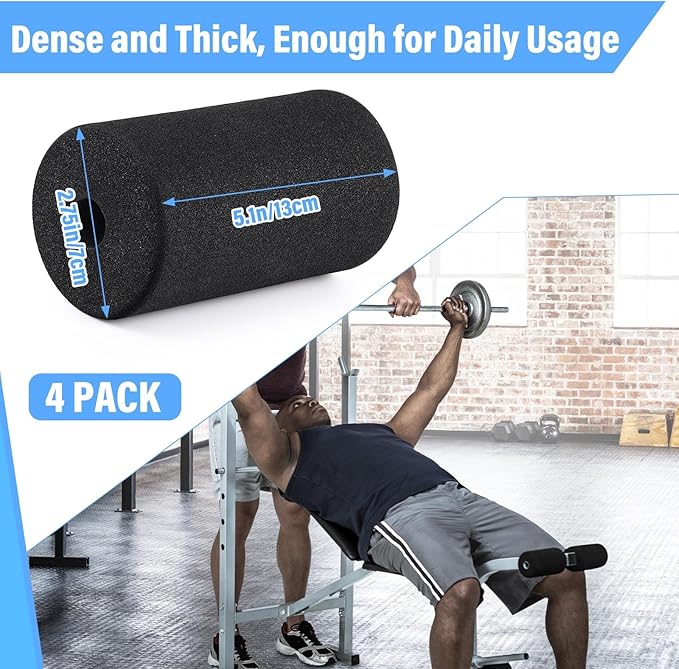Deekin 4 Pcs Foam Foot Pad Rollers Buffer Tube Cover for Exercise Machine Home Gym Equipment Replacement Pads for Leg Extension Weight Bench Inversion Table(0.87 x 2.75 x 5.1 Inches) - Bloomnest