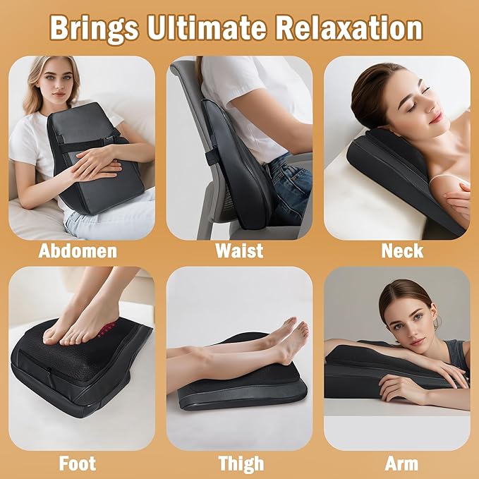 Joyset Back Massager with Heat,Neck Massager for Back Pain Deep Tissue,4D Kneading Shiatsu Lower Back Massage Pillow for Neck Shoulder Legs,Gifts for Mom,Dad,Women,Men - Bloomnest