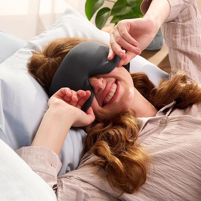 Bearaby Asteroid Grey Sleep Mask 23” x 4” Weighted Eye Mask for Sleeping 0.75 lbs 100% Light Blocking Mask for Travel and Rest Silky Soft Fabric for Deep Gentle Sleep - Bloomnest
