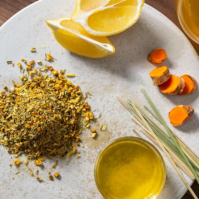 Rishi Tea Turmeric Ginger Herbal Tea - Organic Loose Leaf, Caffeine Free Ayurvedic Digestive Blend with Spicy Ginger & Citrus - 4 Ounces, 14+ Servings - Bloomnest
