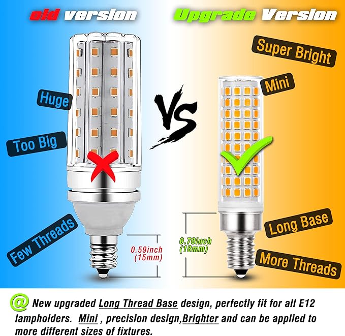ALIDE E12 100 Watt Equivalent LED Candelabra Bulbs C7,Non-dimmable,2700K Warm White,1200LM T6 E12 10W LED Ceil Fan Light Bulbs for Chandelier Pendant Lighting,5 Pack - Bloomnest