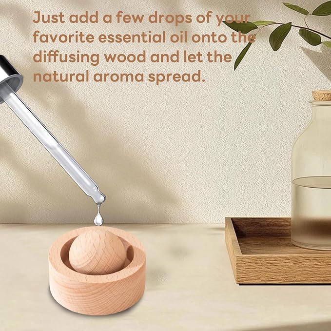 Wooden Essential Oil Diffuser - Round Ball Aromatherapy Diffuser, Walnut and Beech, for Office, Car, Yoga Hall (Beech) - Bloomnest