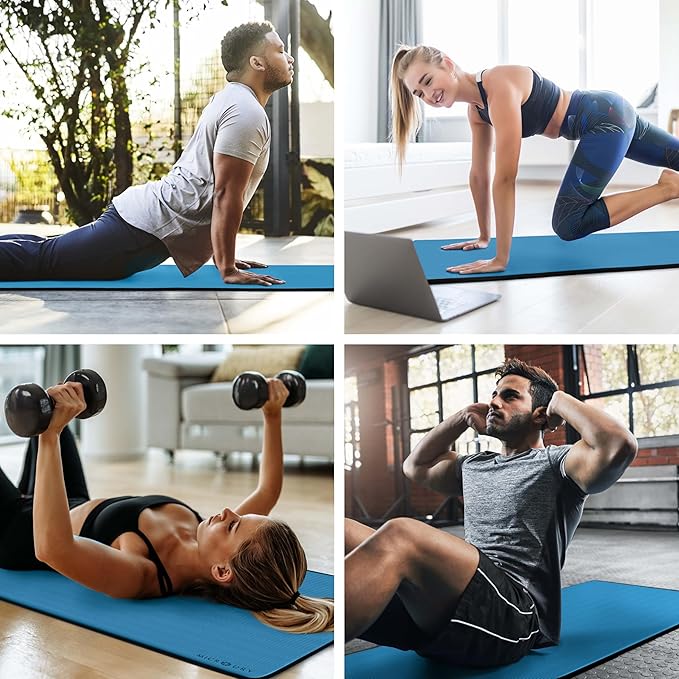 MICRODRY Multi-Purpose Fitness Mat, Cushioned & Non-Slip Foam for Yoga, Pilates, HIIT, Skid-Resistant and Tear-Resistant, 24"x72" with Carry Strap - Bloomnest