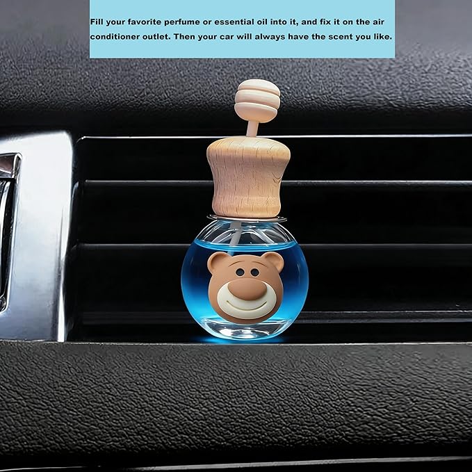 2 Pack Car Air Freshener Diffuser Bottle Refillable Empty Glass Perfume Bottle with Vent Clip, Drift Car Air Freshener Clip Essential Oil Diffuser for Car Oil Diffusers Interior Decor-A1 - Bloomnest