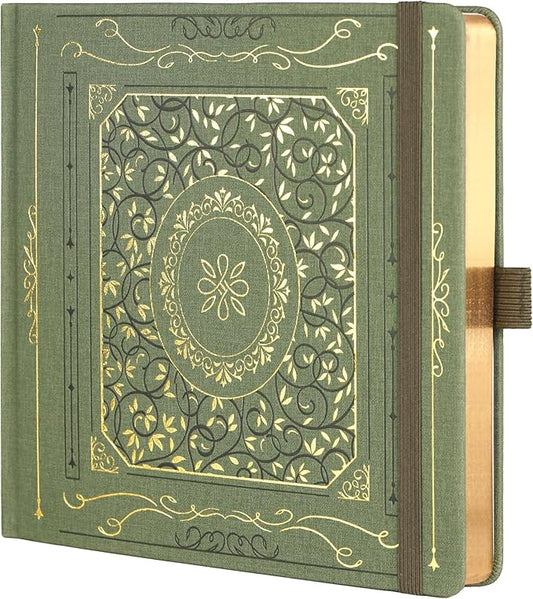 TIEFOSSI Dotted Journal Notebook, Dot Grid Notebook for Women Men, Hardcover PU Leather Journal, 160 GSM Thick Paper, 160 Numbered Pages with Gold Edges, 8 x 8 Square Diary - Bloomnest