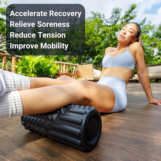 VibePro Flow Vibrating Foam Roller - 5-Mode Vibrating Massage Roller for Muscles Deep Tissue, Recovery, & Pain Relief - High-Intensity Electric Foam Roller for Back, Legs & Shoulders - Rechargeable - Bloomnest