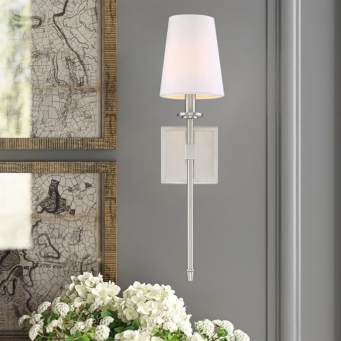 Kira Home Torche 20" Wall Sconce/Wall Light + Linen Shade, Brushed Nickel Finish - Bloomnest