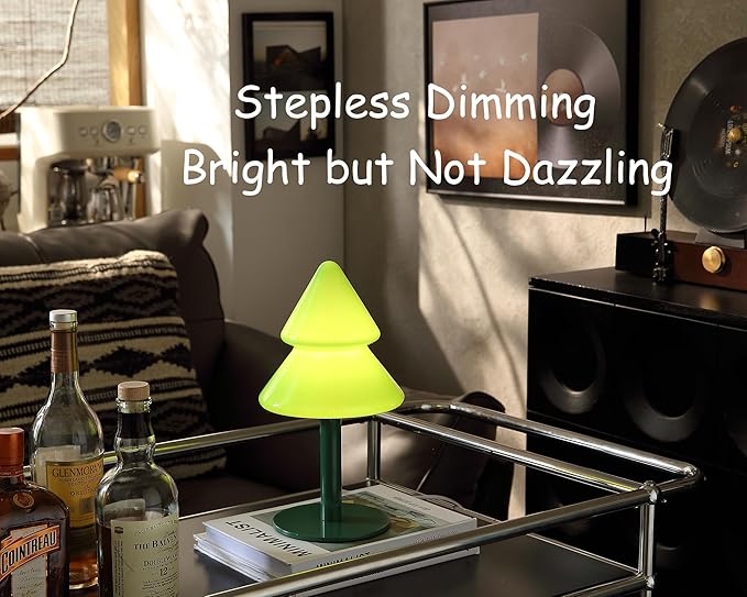 Glass Table Lamp,Mid Century Modern Lamp for Bedroom,Unique Retro Kitchen Bauhaus Lamps,Vintage Mushroom Lamps for Livingroom (Green) - Bloomnest