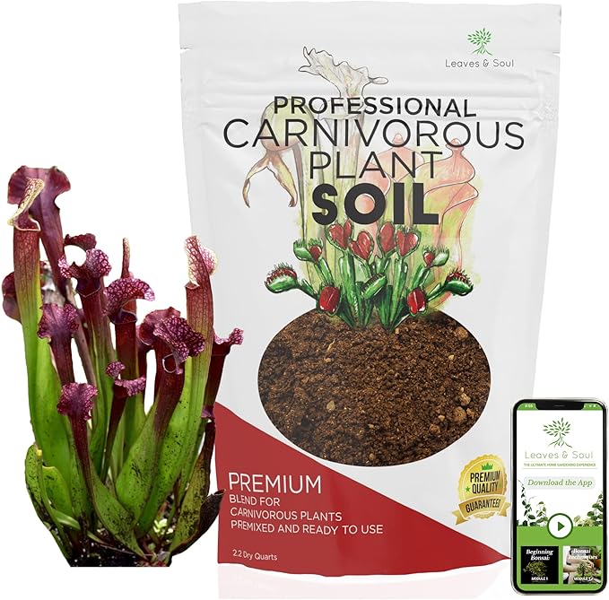 Professional Carnivorous Plant Soil | Large 2.2 Quarts Ready to Use for Venus Flytraps, Sundews, Pitcher Plants, Butterworts | Peat Moss, Coco Coir, Perlite, Dolomite | Made in USA - Bloomnest