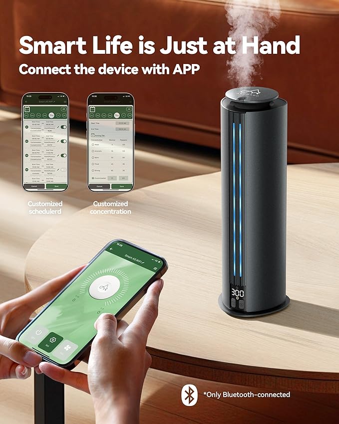 1800 Sq Ft Waterless Diffuser, 100ml Hotel Collection Diffuser Scent Air Machine for Home Cold Air Essential Oil Diffuser for Large Room Office Quiet (Titanium Gray)