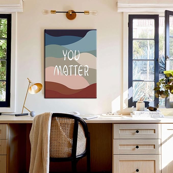 YHCTHT You Matter Canvas Wall Art – Framed Inspirational Positive Affirmation Wall Decor, Motivational Painting Artwork Prints for Bedroom, Home Office, or Meditation Room – 12x16in - Bloomnest
