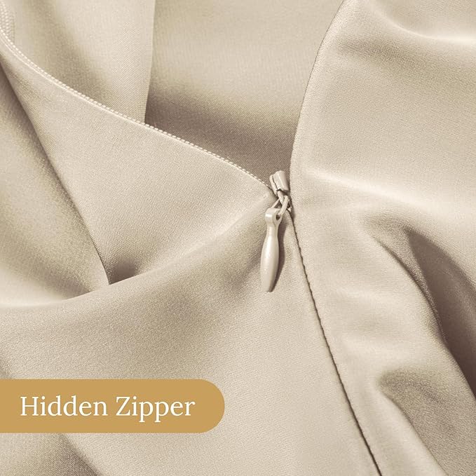 INFIIXSO Silk Pillow Cases 2 Pack Standard Size, Ultra Smooth & Soft Mulberry Silk Pillow Case for Hair and Skin, Breathable Cooling Silk Pillowcase with Hidden Zipper (Beige, 20x26 Inches) - Bloomnest