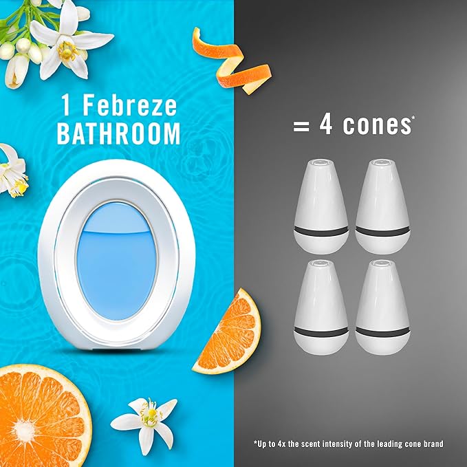 Febreze Bathroom Air Freshener, Odor-Fighting, Plug In Alternative, Air Fresheners for Home and Bathroom and Kitchen, Closet Air Fresheners, Refresh & Energize Scent, 4 Count - Bloomnest