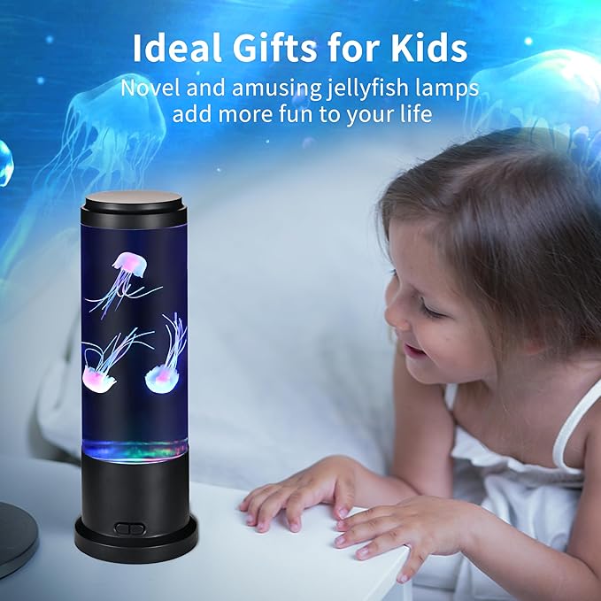 EDIER Jellyfish Lamp, 11 Inch Jellyfish Aquarium with Color Changing Light, Noiseless Pump, USB/Battery Powered Mood Light for Home Decor, Gift for Kids Men Women - Bloomnest