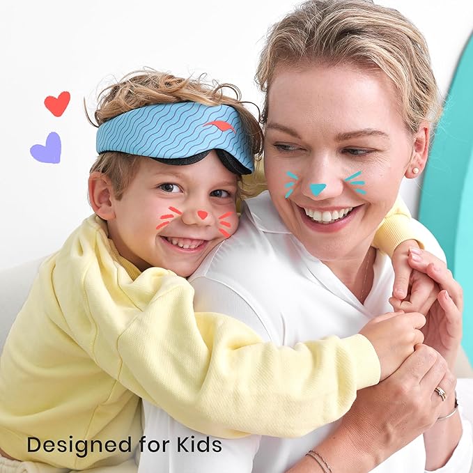 Manta Kids Sleep Mask - Comfy & Cute Blackout Sleeping Mask with Adjustable Eye Cups, Soft & Breathable Machine Washable Kids Eye Mask for Girls, Boys, Toddler Aged 6+ (Arctic Blue) - Bloomnest