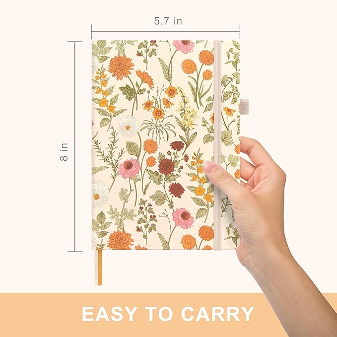 &And Per Se Lined Journal Notebook, 160 Pages, A5 5.7 x 8 inches College Ruled Thick Paper Notebook Journals for Writing, Hardcover Notebooks for Women Men Office School (Wild Flowers)