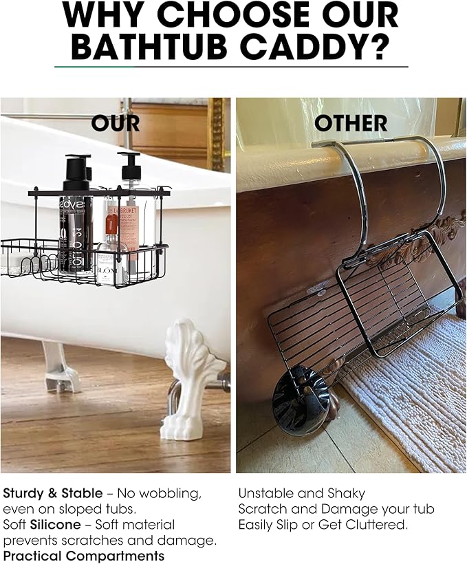 Rustproof Hanging Shower Caddy for Bathtub, Stainless Steel Shower Caddy for Tub Side, Hanging Shower Organizer Basket for Shampoo, Conditioner, Soap & Bath Accessories,Easy Install, Oil Rubbed Bronze - Bloomnest