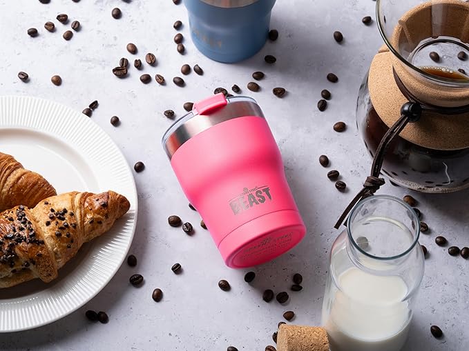 Beast 10 oz Tumbler Stainless Steel Vacuum Insulated Coffee Ice Cup Double Wall Travel Flask (Cupcake Pink) - Bloomnest