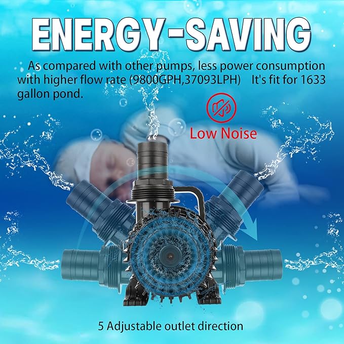 WaterRebirth (4900GPH-250W,UL listed) High Flow Submersible Large Fountain Submersible Water Pond Sump Pump Aquarium Electric Waterfall Pump Outdoor PS-4900 - Bloomnest