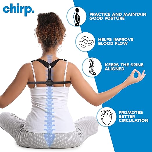 Chirp Wellness Duo: Upper Back Posture Corrector & Vibrating Foam Roller for Pain Relief, Spinal Alignment, and Deep Tissue Therapy - Black - Bloomnest